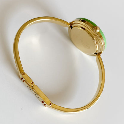 Gucci 1990s Interchangeable Bezel Gold Plated Bangle Watch with 12 bezels, case (Small)