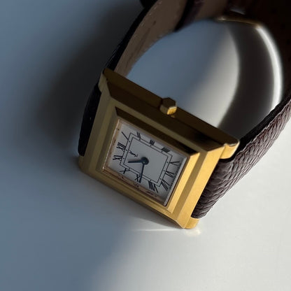 Yves Saint Laurent 1990s Square Dial Gold Plated Watch