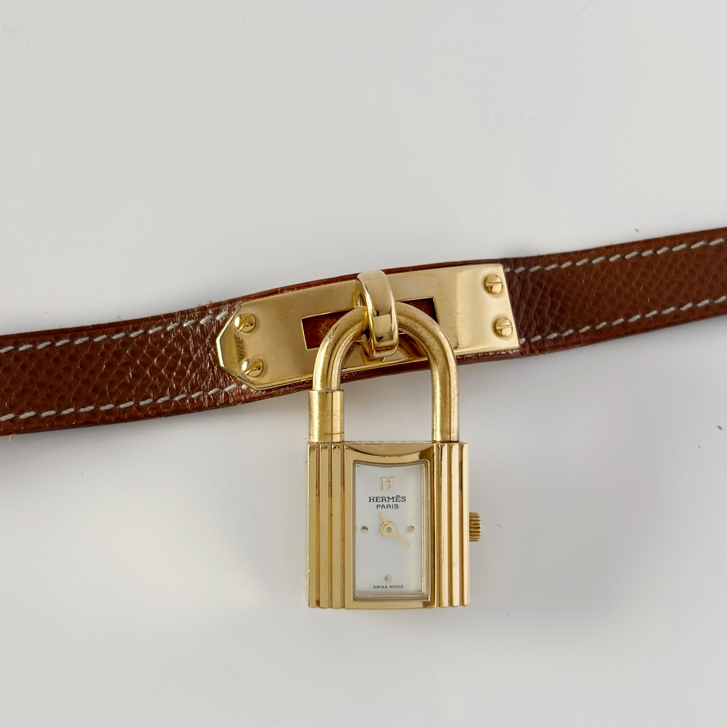 Hermes 1990s Kelly Gold Plated Watch