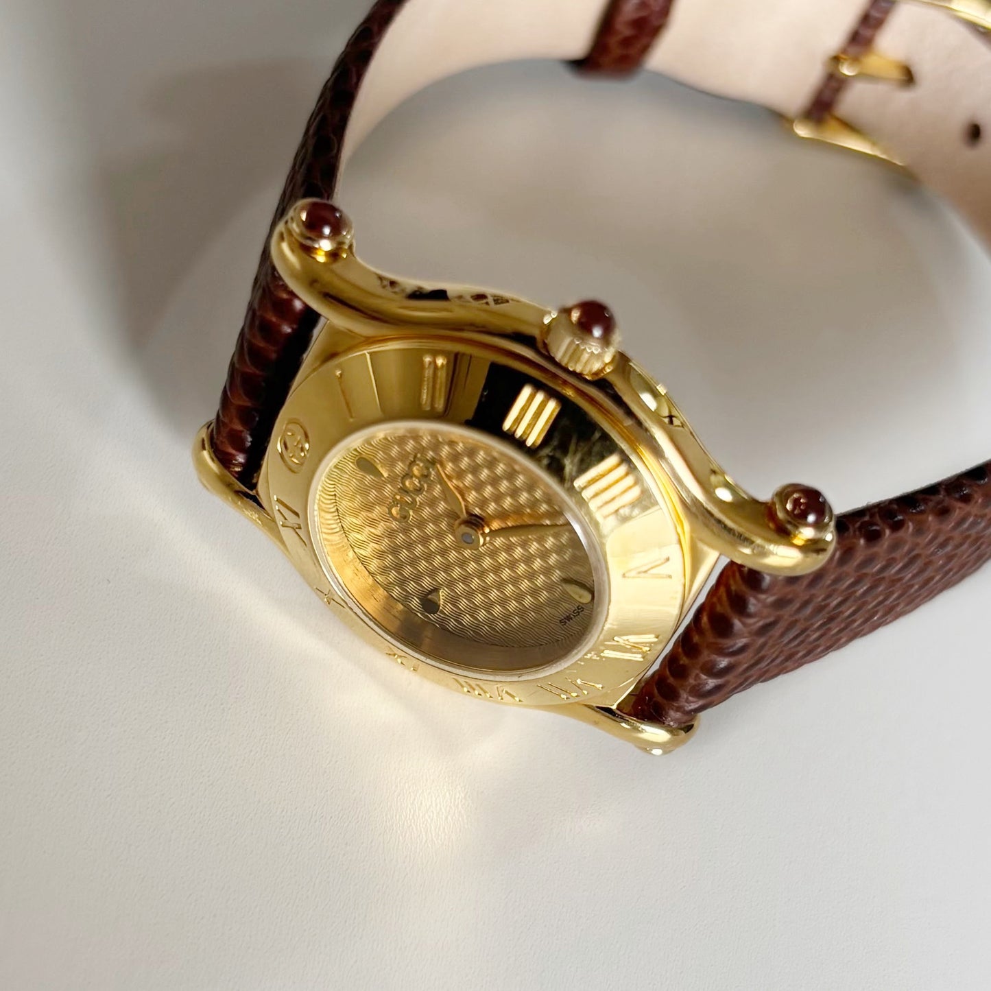Gucci 1990s Gold Dial Gold Plated Watch