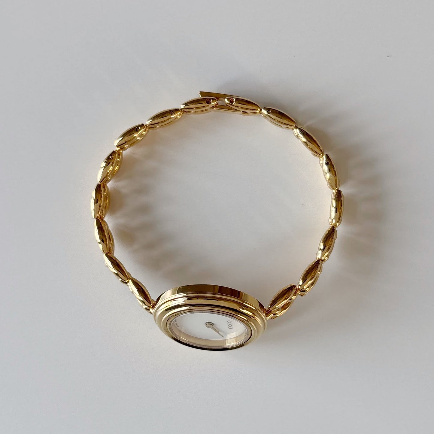 Gucci 1990s Interchangeable Bezel Gold Plated Race Chain Watch with case, 6 bezels (160mm)