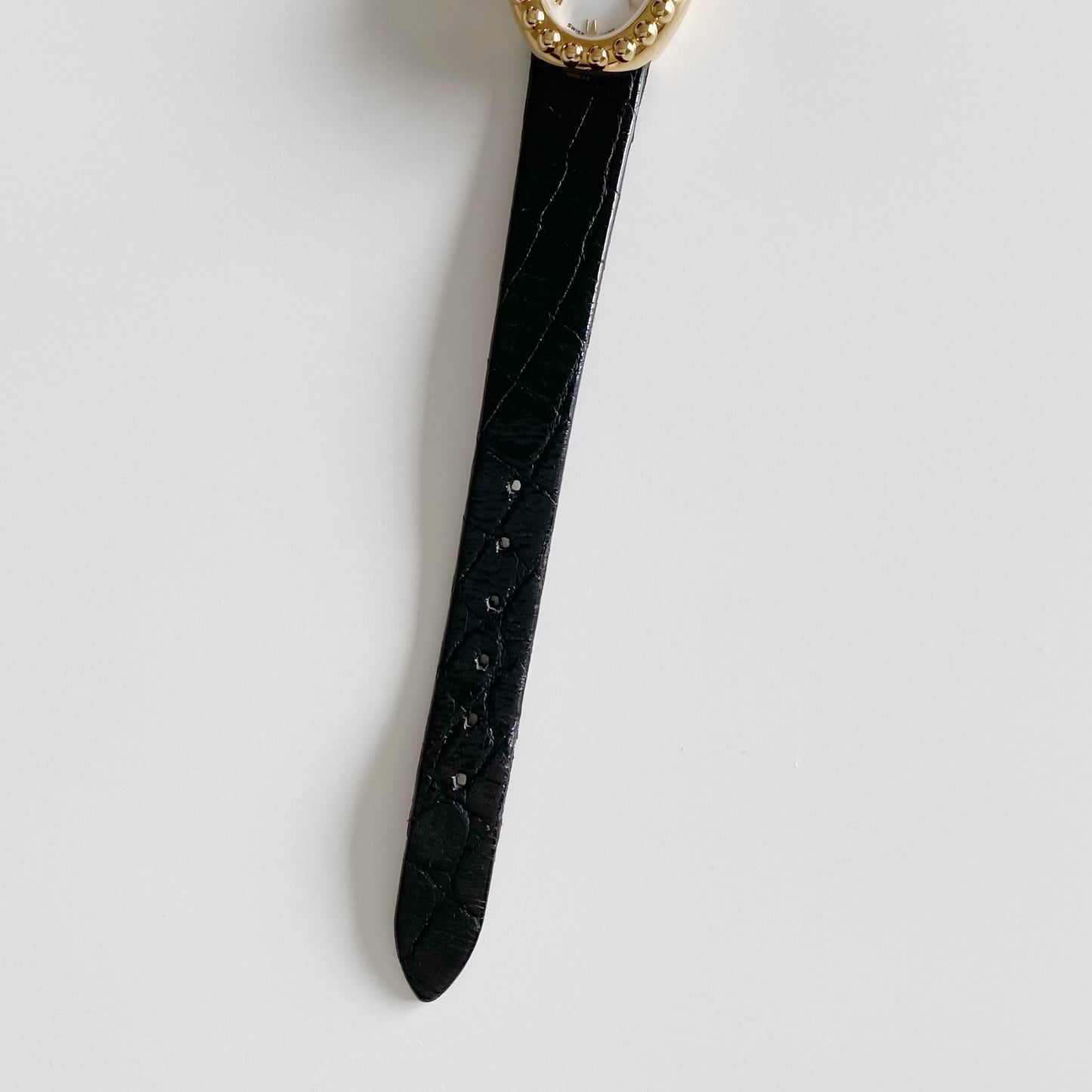 Dior 1990s Baignoire Gold Plated Leather Watch