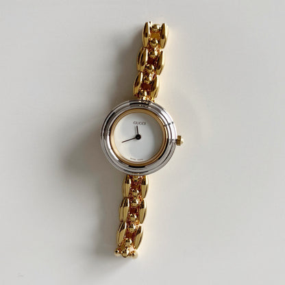 Gucci 1990s Interchangeable Bezel Gold Plated Watch with 6 bezels, case (160mm)