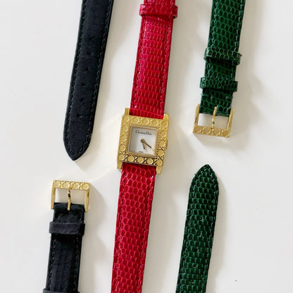 Dior 1990s La Parisienne Interchangeable Belt Watch with 2 belt straps