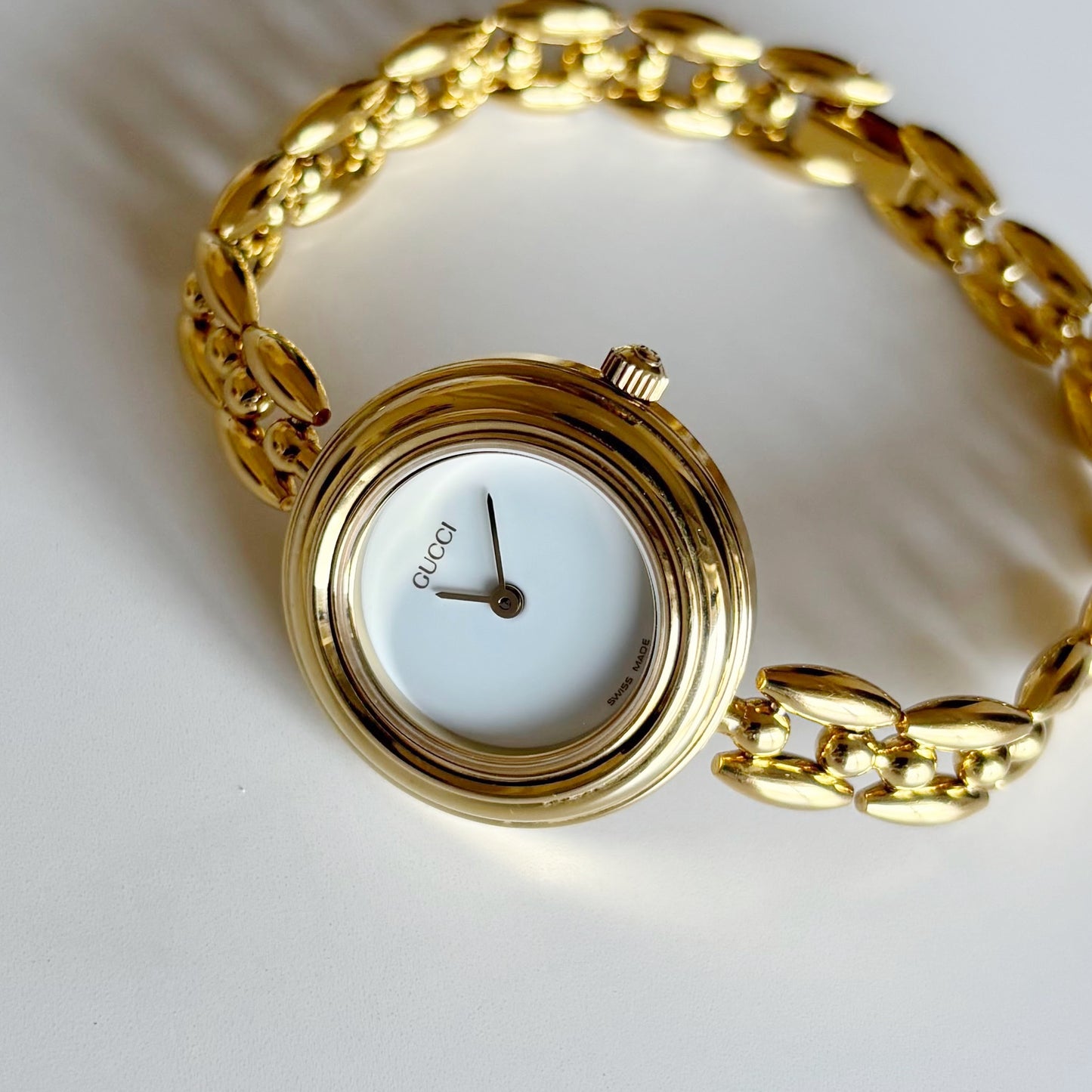 Gucci 1990s Interchangeable Bezel Gold Plated Watch with 6 bezels, case (160mm)