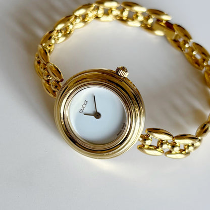 Gucci 1990s Interchangeable Bezel Gold Plated Watch with 6 bezels, case (160mm)