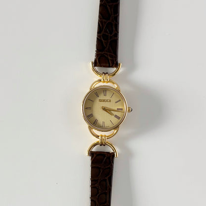 Gucci 1990s Round Dial Gold Plated Watch