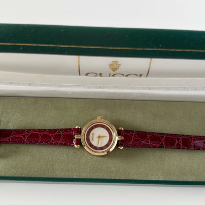 Gucci 1990s Sherry Round Dial Gold Plated Watch