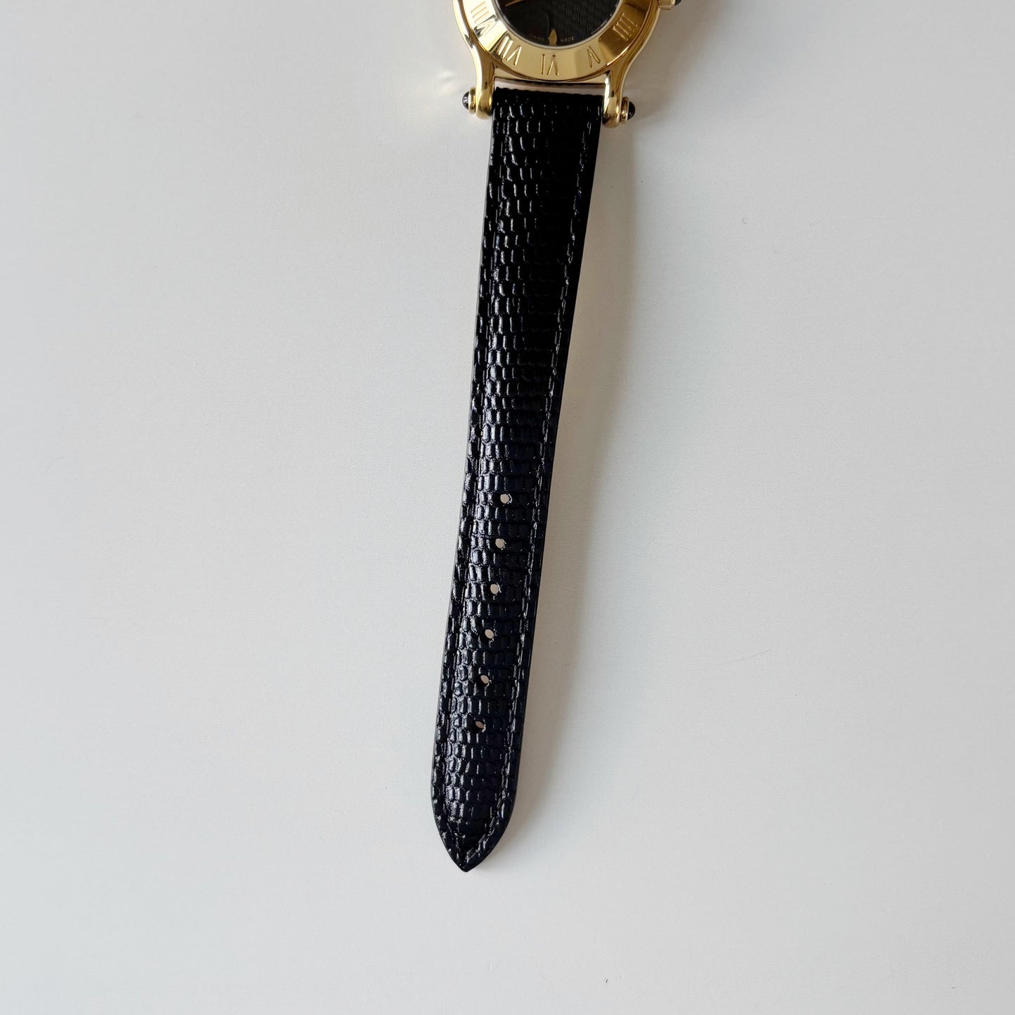 Gucci 1990s Black Dial Gold Plated Watch