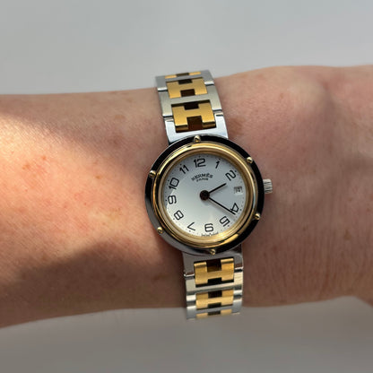 Hermes 1990s Clipper Date Two Tone Watch