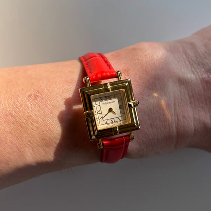 Yves Saint Laurent 1990s Square Dial Gold Plated Watch