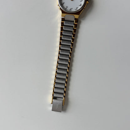 Yves Saint Laurent 1990s Round Dial Two Tone Watch