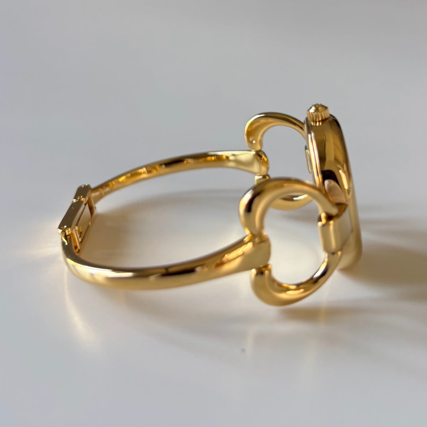 Gucci 1990s Oval Gold Dial Gold Plated Bangle Watch (Small)
