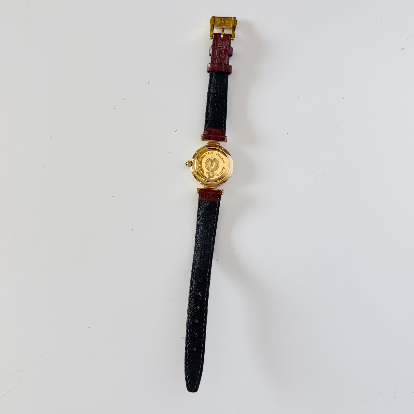 Fendi 1990s Seashell Dial Round Gold Plated Watch