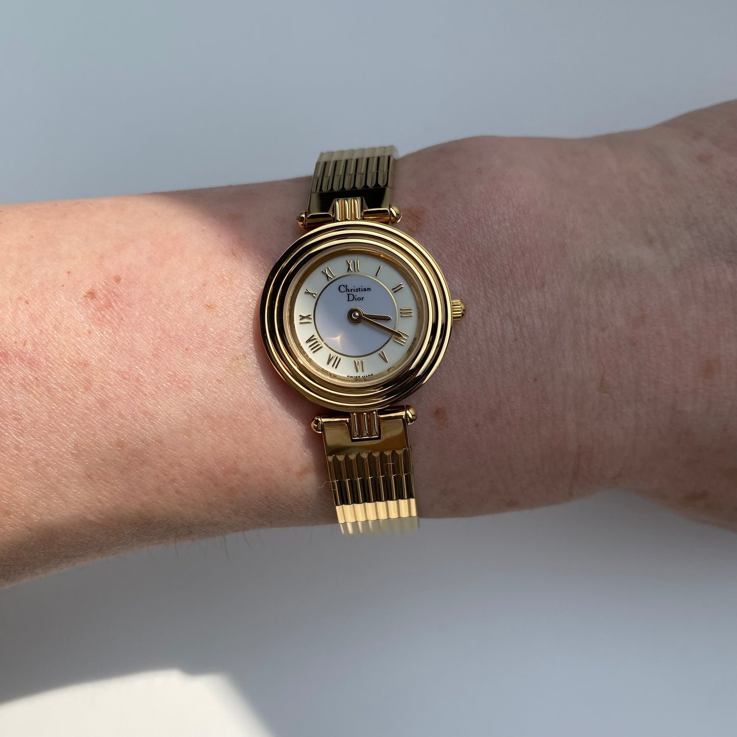 Dior 1990s Round Dial Gold Plated Watch