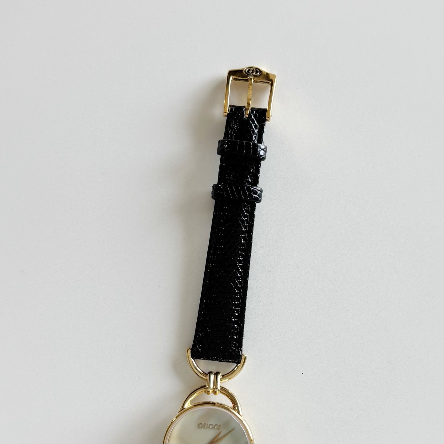 Gucci 1990s Seashell Dial Gold Plated Horsebit Watch