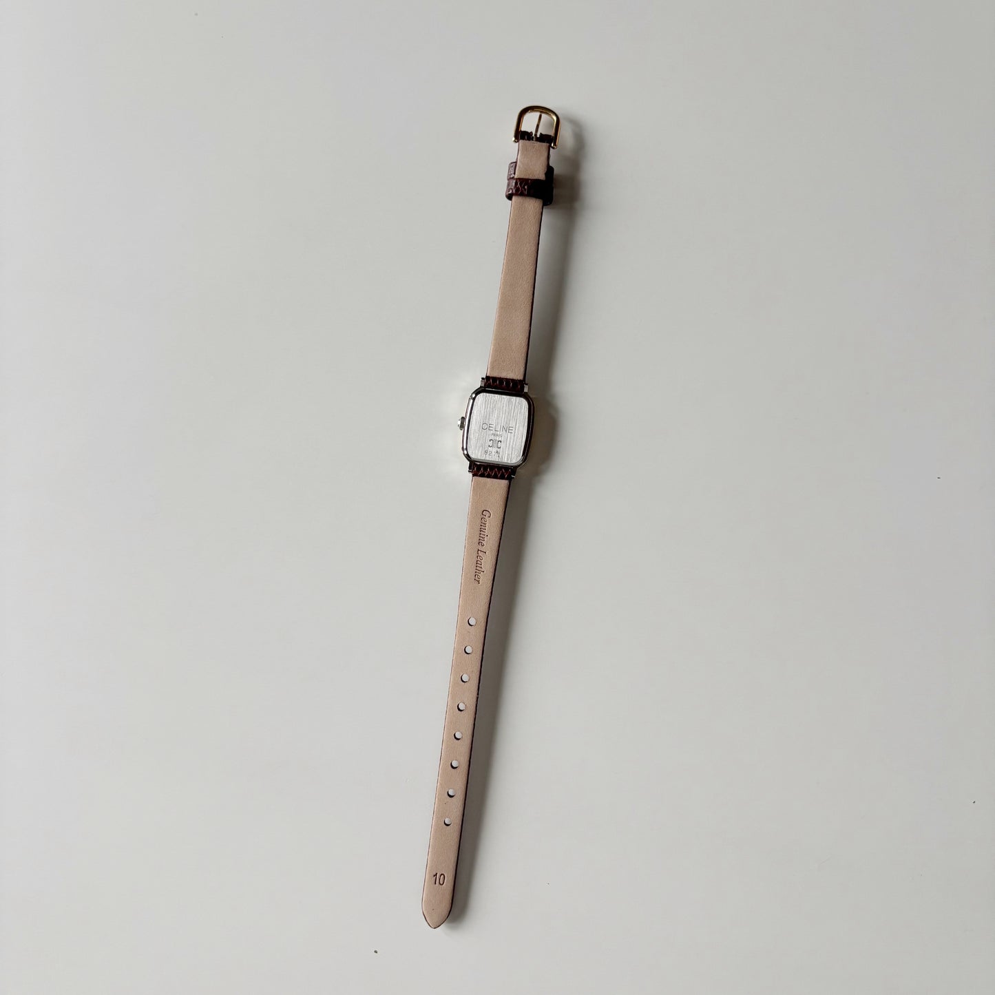 Celine 1980s Rectangular Dial Two Tone Watch