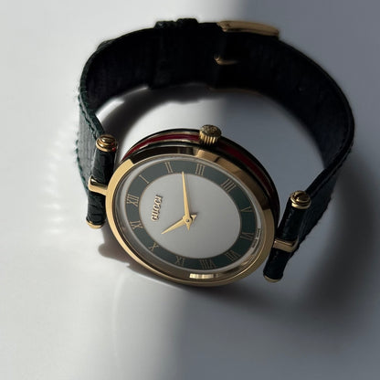 Gucci 1990s Round Dial Sherry Gold-Plated Watch (Large)