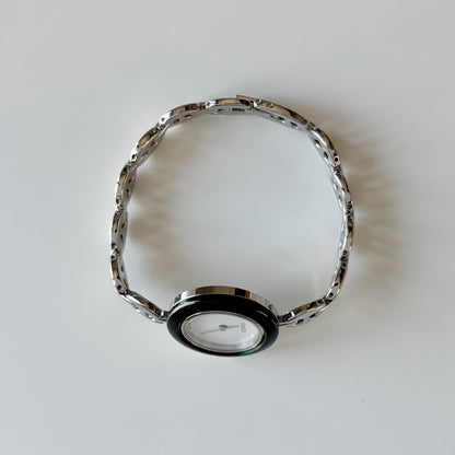 Gucci 1990s Interchangeable Bezel Stainless steel Chain Watch with 6 bezels, case