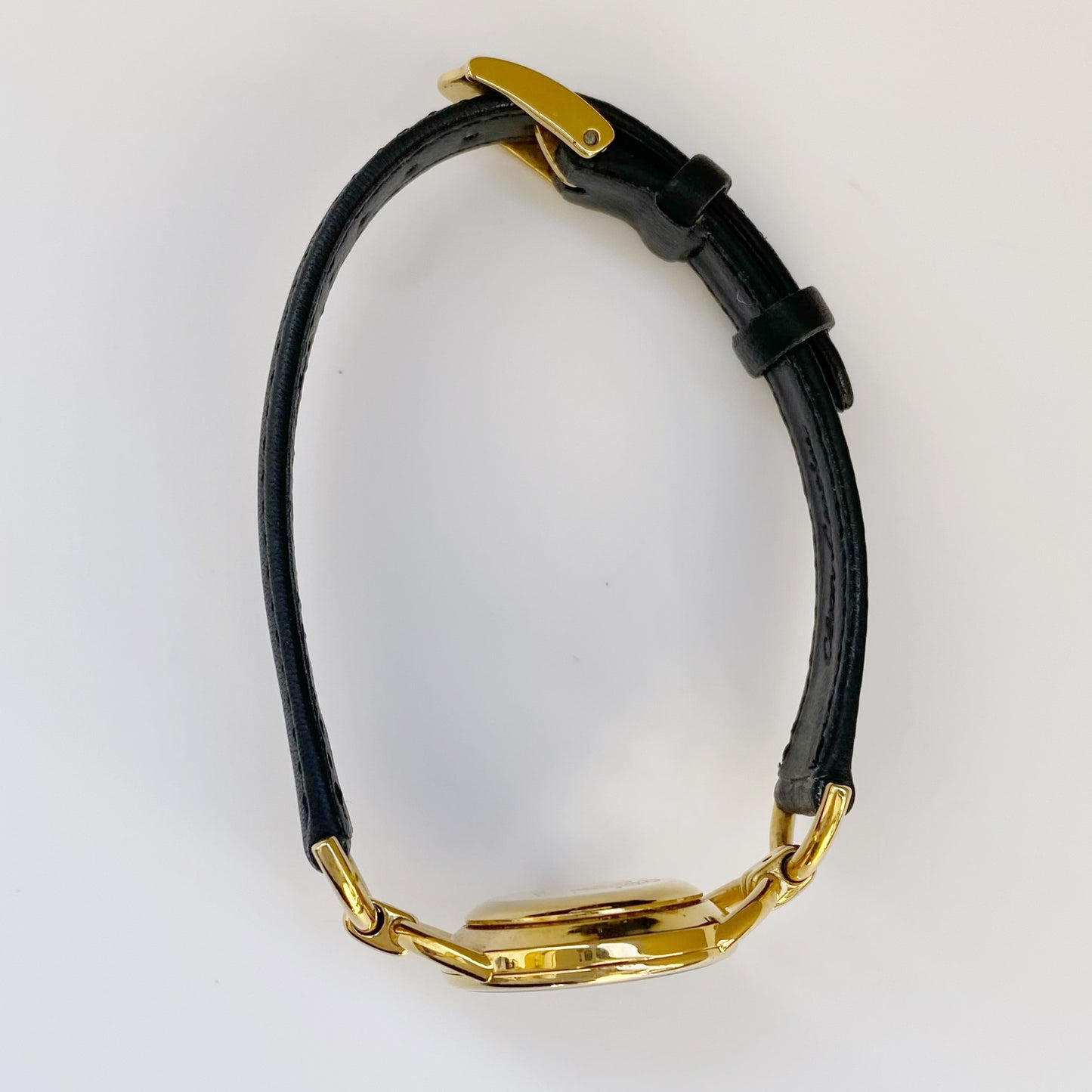 Gucci 1990s Black Dial Gold Plated Watch