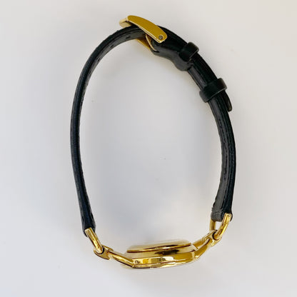 Gucci 1990s Black Dial Gold Plated Watch