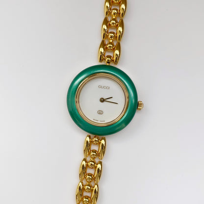 Gucci 1990s Interchangeable Bezel Gold Plated Watch with 6 bezels, case