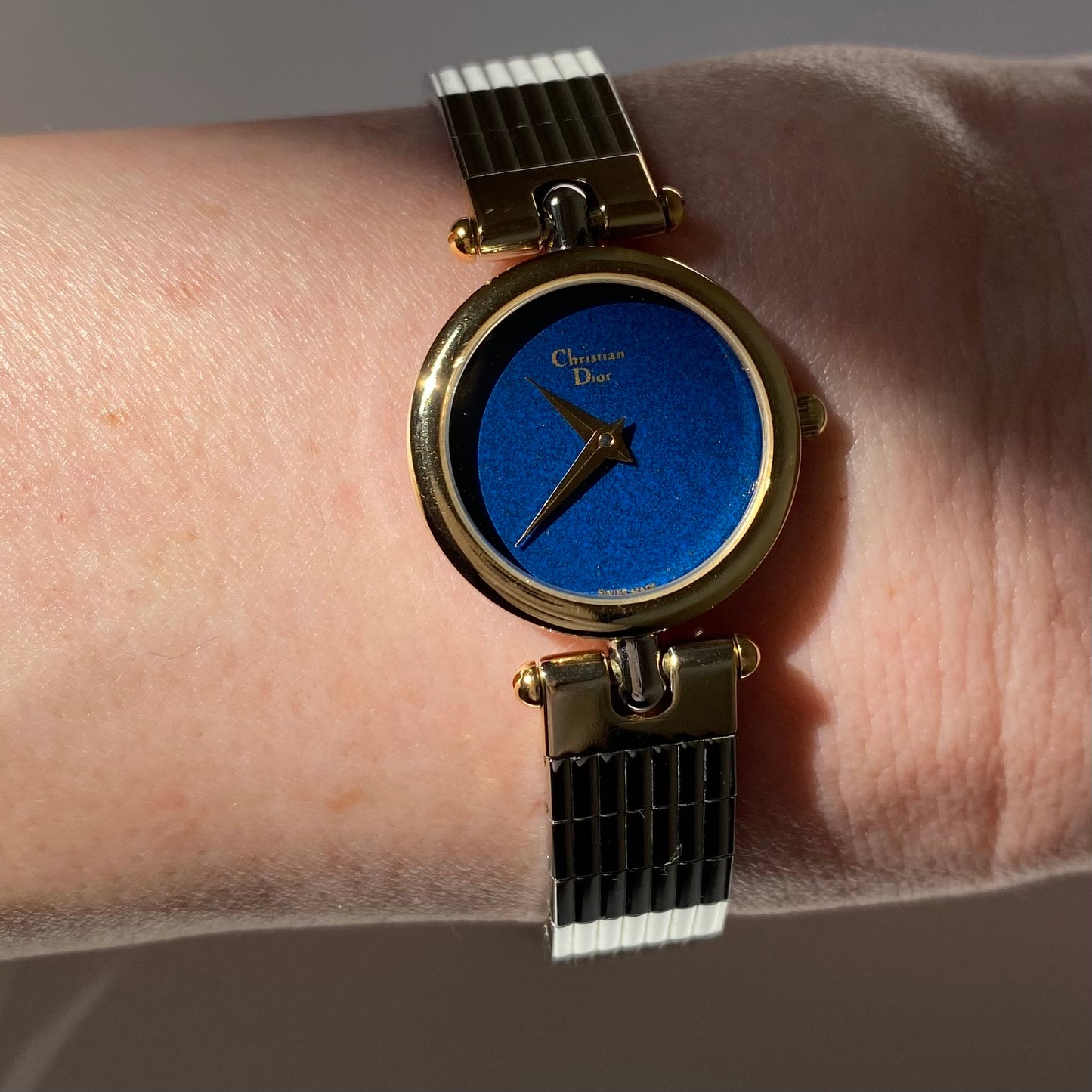 Dior 1990s Navy Dial Gold Plated Two Tone Watch