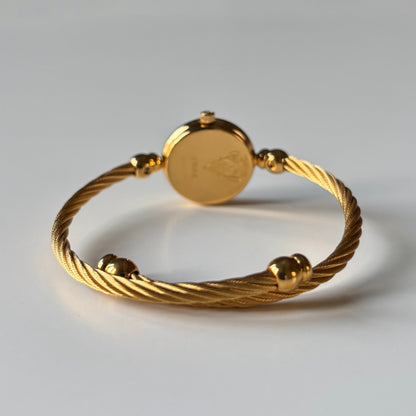 Gucci 1990s Seashell Dial Gold Plated Cable Bangle Watch