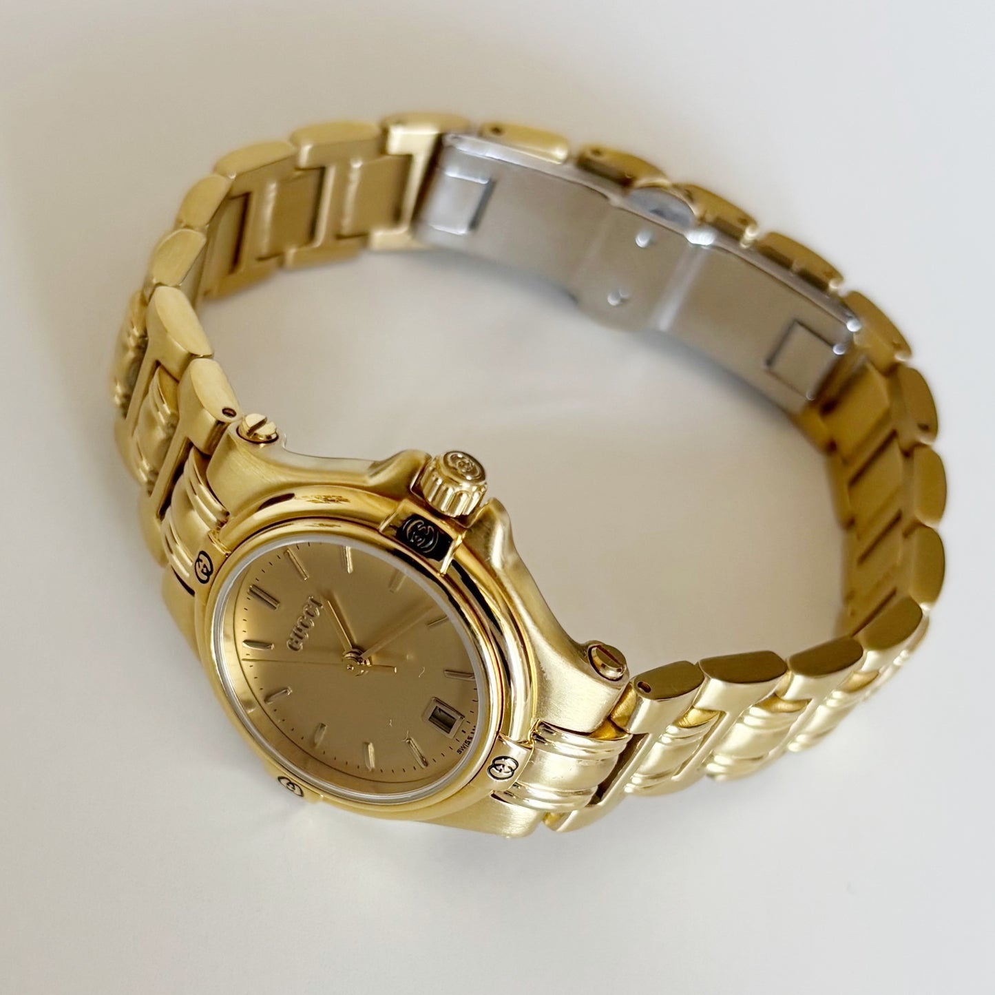 Gucci 1990s Date Gold Plated Watch