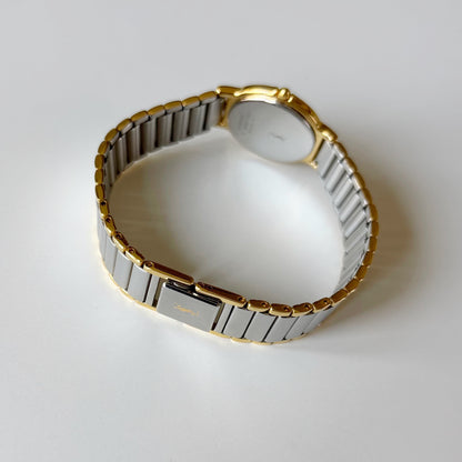 Yves Saint Laurent 1990s Round Dial Two Tone Gold Plated Watch
