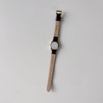 Dior 1990s Date Gold Round Dial Gold Plated Watch