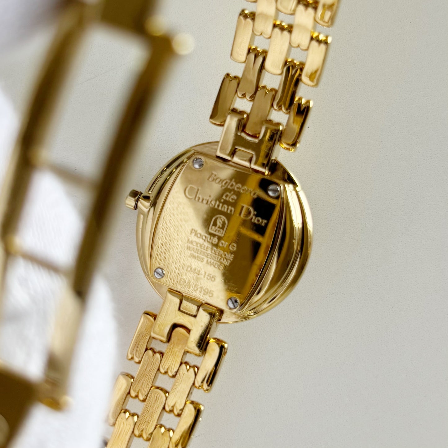 Dior 1990s Round Gold Dial Gold Plated Watch