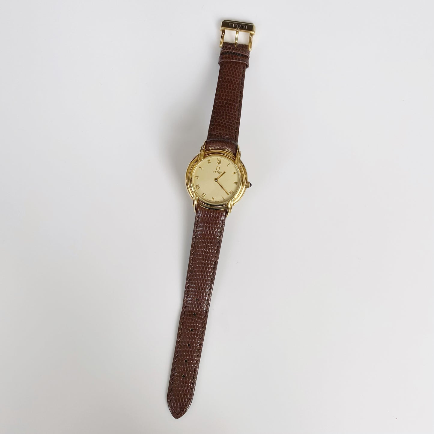 Fendi 1990s Gold Plated Round Watch