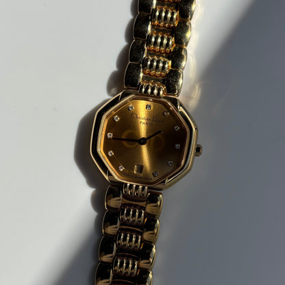 Dior 1990s Octagon Gold Plated Watch