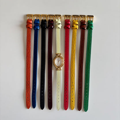 Fendi 1990s Interchangeable Strap Gold Plated Watch with 9 straps, case