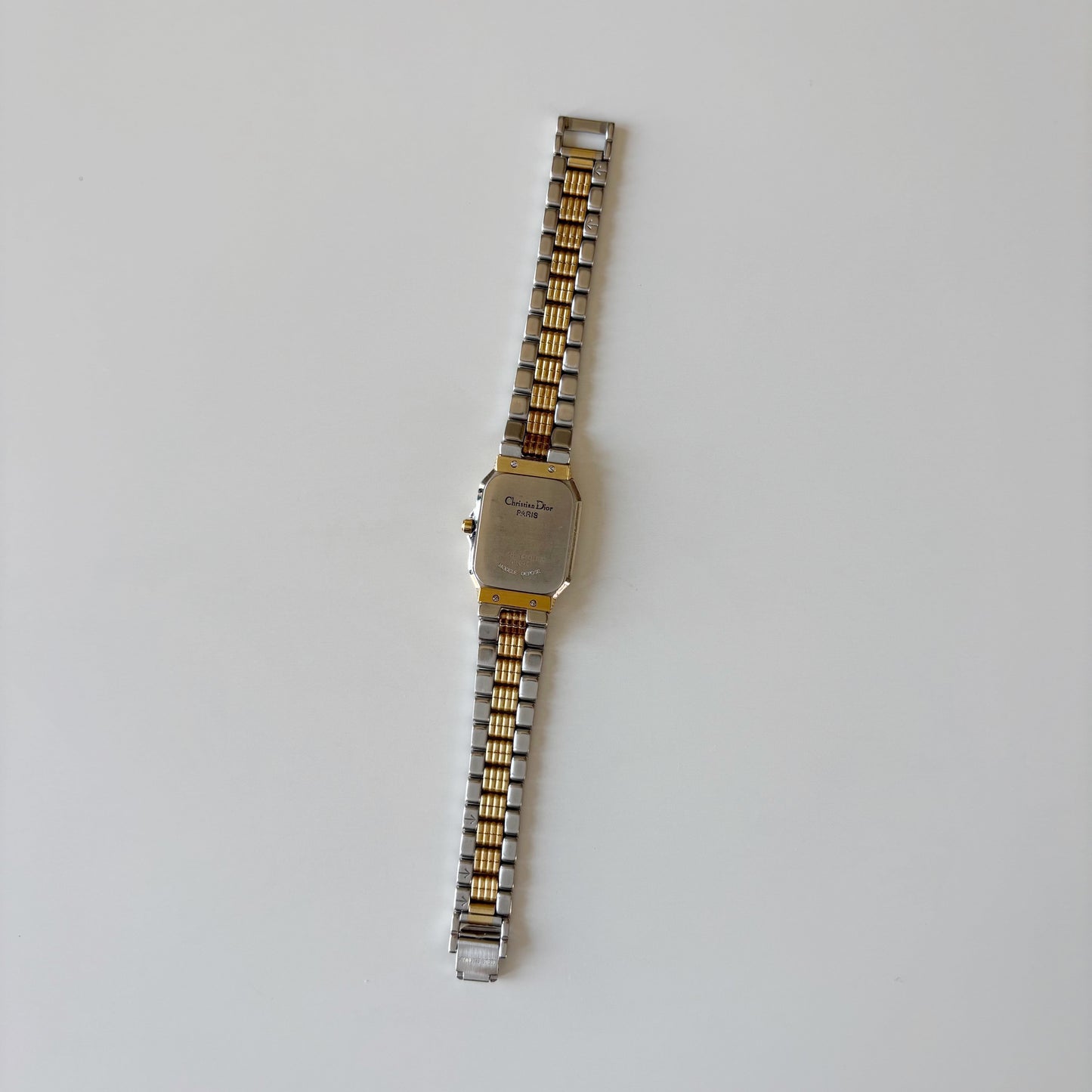 Dior 1980s Tank Two Tone Gold Plated Watch