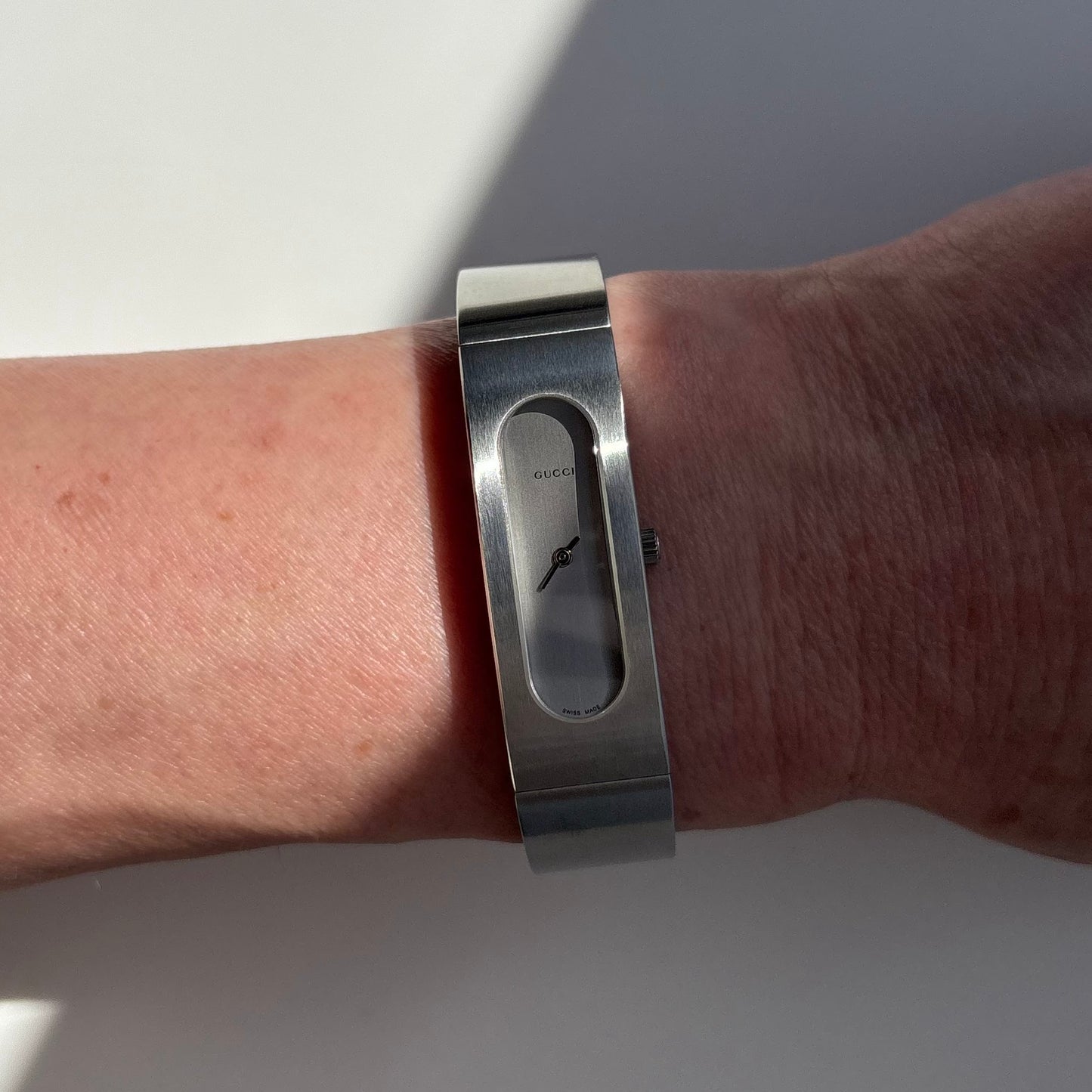 Gucci 1990s Silver Stainless steel Bangle Watch