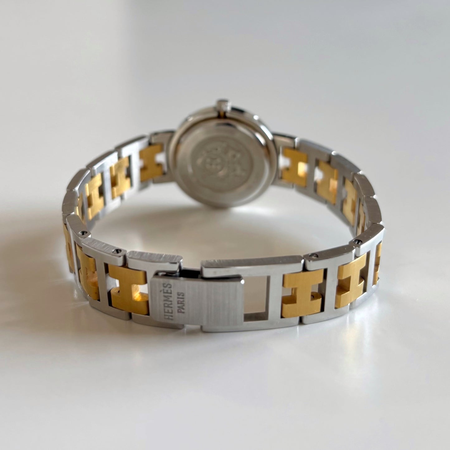 Hermes 1990s Clipper Round Dial Two Tone Watch