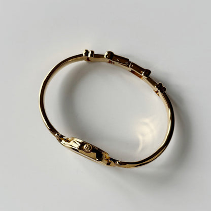 Burberry 1990s Round Dial Gold Plated Bangle Watch