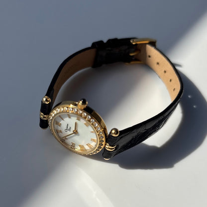 Dior 1990s Seashell Round Dial Gold Plated Watch