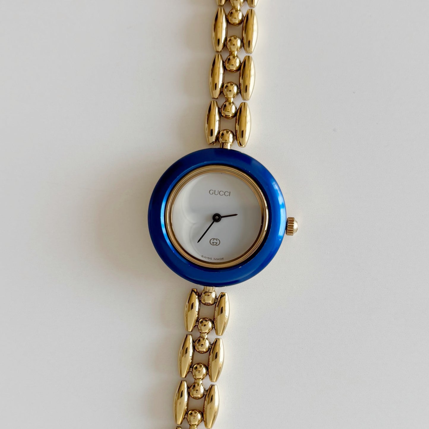 Gucci 1990s Interchangeable Bezel Gold Plated Watch with 6 bezels, case (167mm)