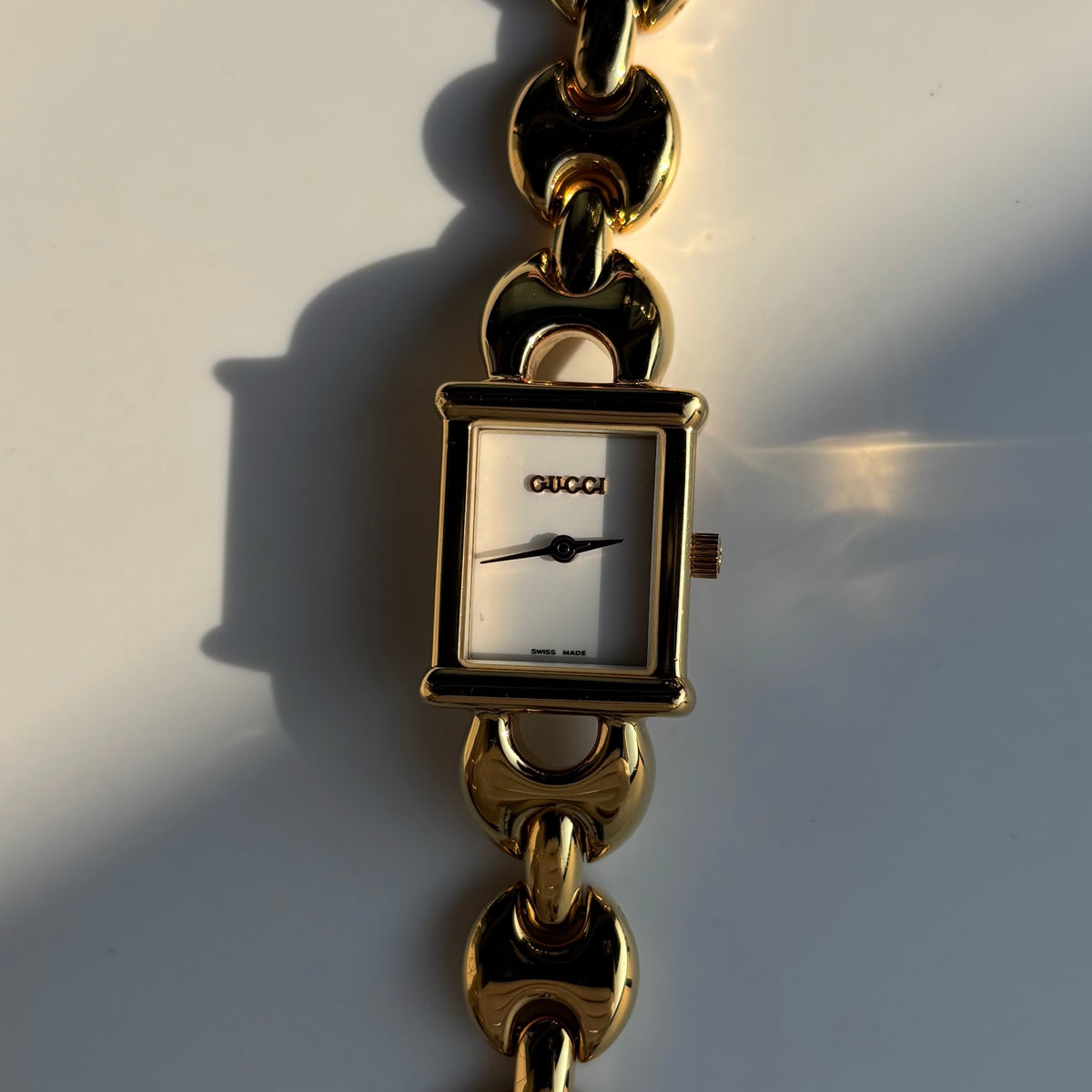 Gucci 1990s Interchangeable Strap Gold Plated Watch with 3 straps, case