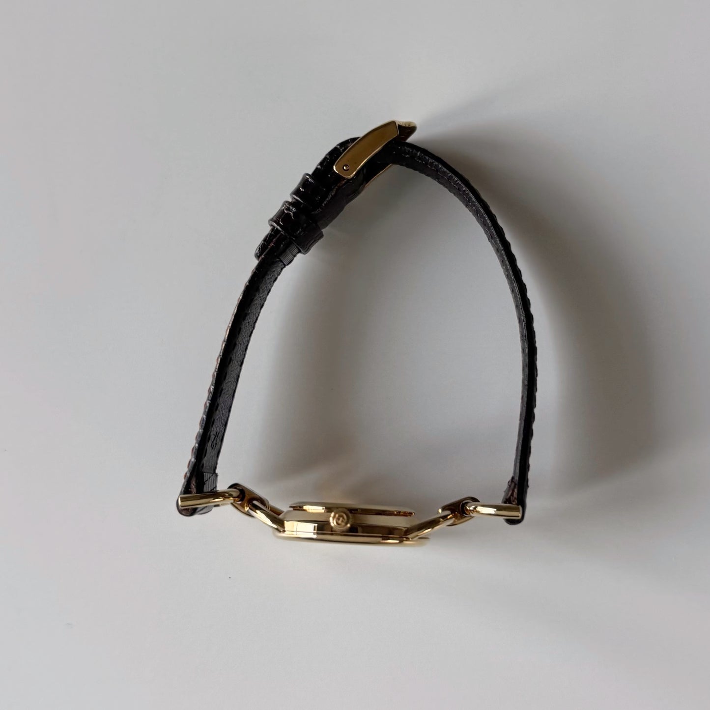 Gucci 1980s Round Dial Horsebit Gold Plated Watch