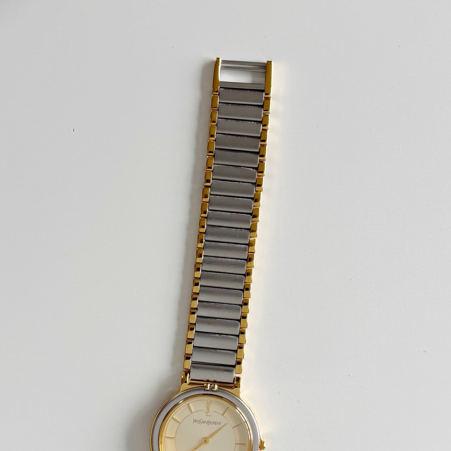 Yves Saint Laurent 1990s Round Dial Two Tone Watch (Large)