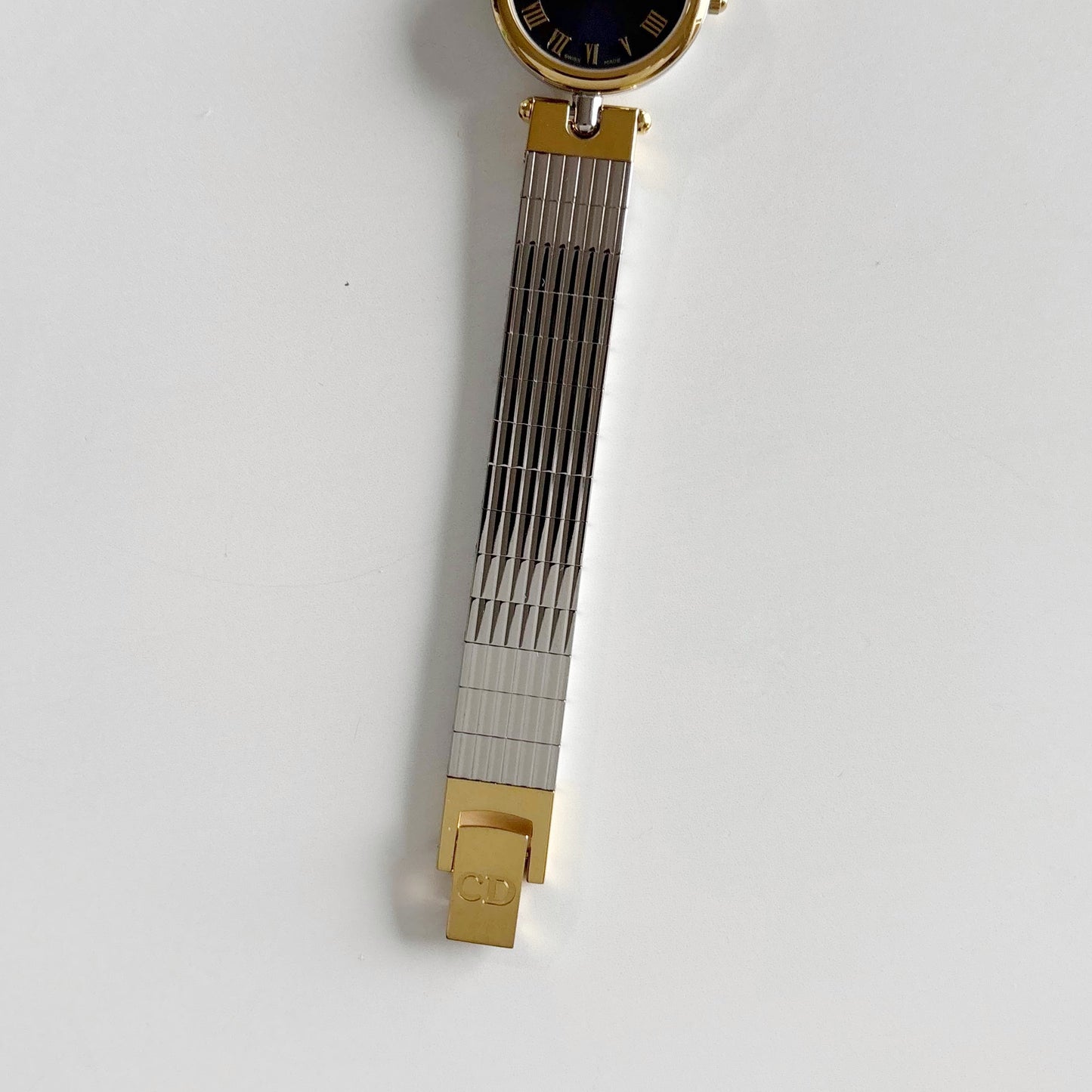 Dior 1990s Navy Dial Gold Plated Two Tone Watch