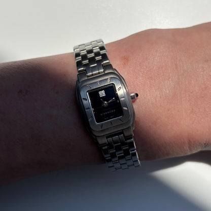 Givenchy 1990s Black Dial Silver Watch