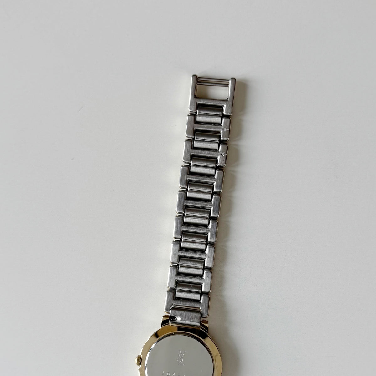Yves Saint Laurent 1990s Black Round Dial Two Tone Gold Plated Watch