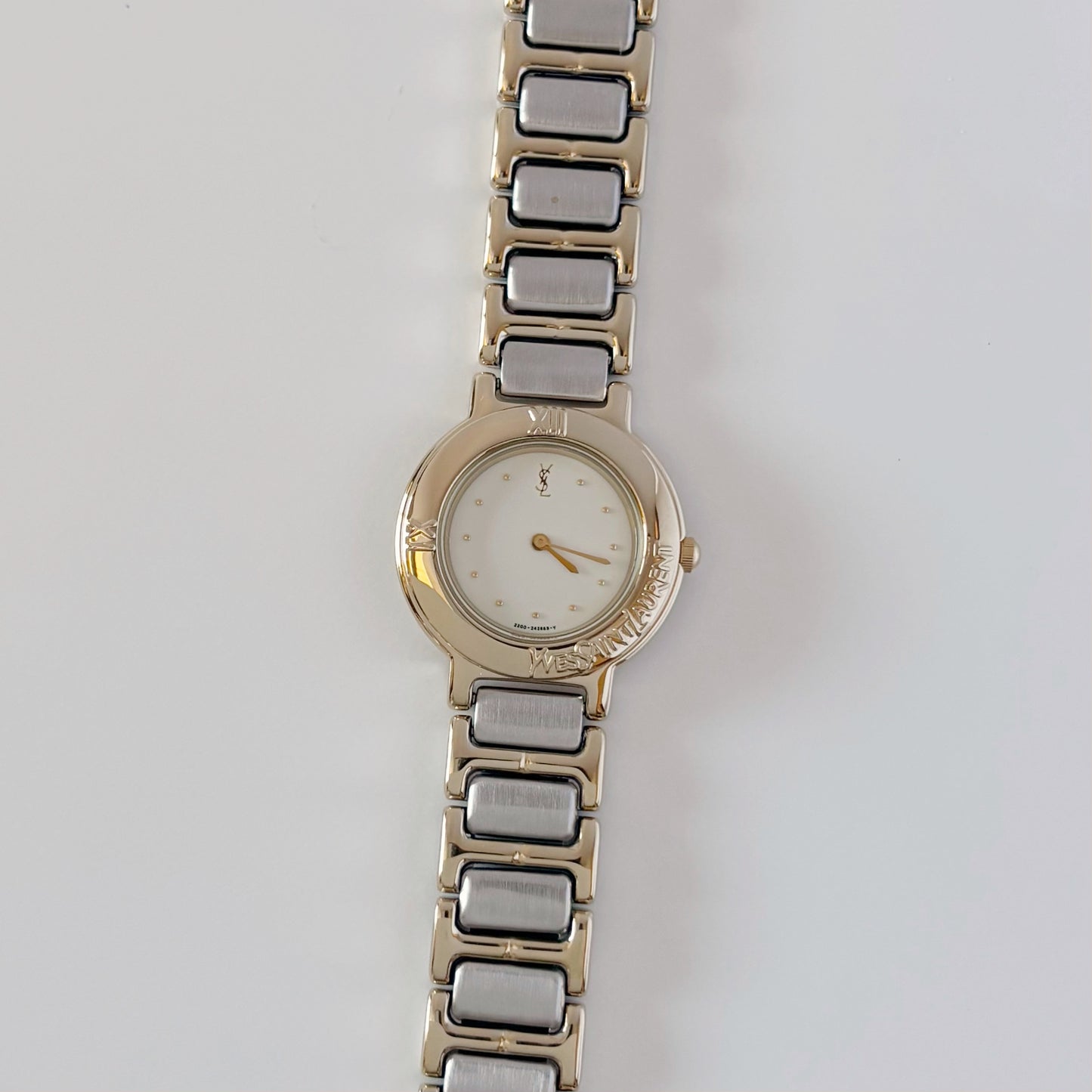 Yves Saint Laurent 1990s Round Dial Two Tone Watch