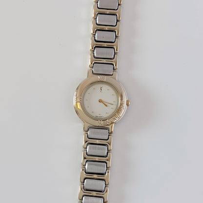 Yves Saint Laurent 1990s Round Dial Two Tone Watch