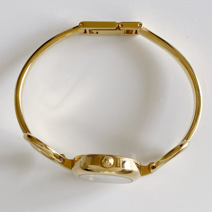 Gucci 1990s Seashell Dial Gold Plated Bangle Watch